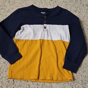 Cat & Jack Navy, White, and Yellow Long Sleeve Tee